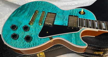 NEW! Gibson Dealer Select Custom Shop Les Paul Custom AAA Quilt Top - Aqua Blue - Authorized Dealer - WOW! 8.9 lbs - G06011