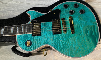 NEW! Gibson Dealer Select Custom Shop Les Paul Custom AAA Quilt Top - Aqua Blue - Authorized Dealer - WOW! 8.9 lbs - G06011