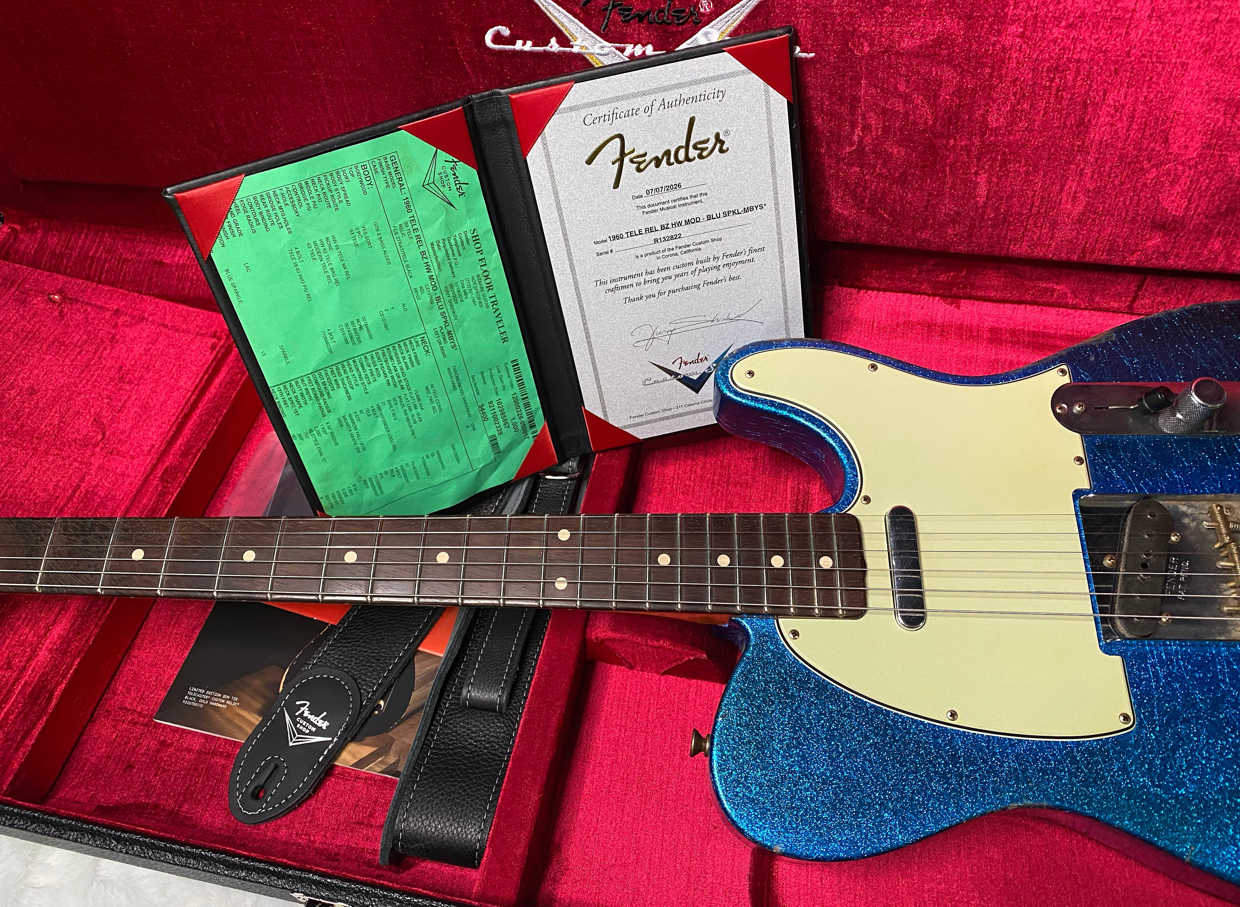 NEW ! Fender '60 Telecaster - Masterbuilt Yuri Shiskov - Brazilian Fretboard - Blue Sparkle - 7.5lbs - Authorized Dealer - G07470