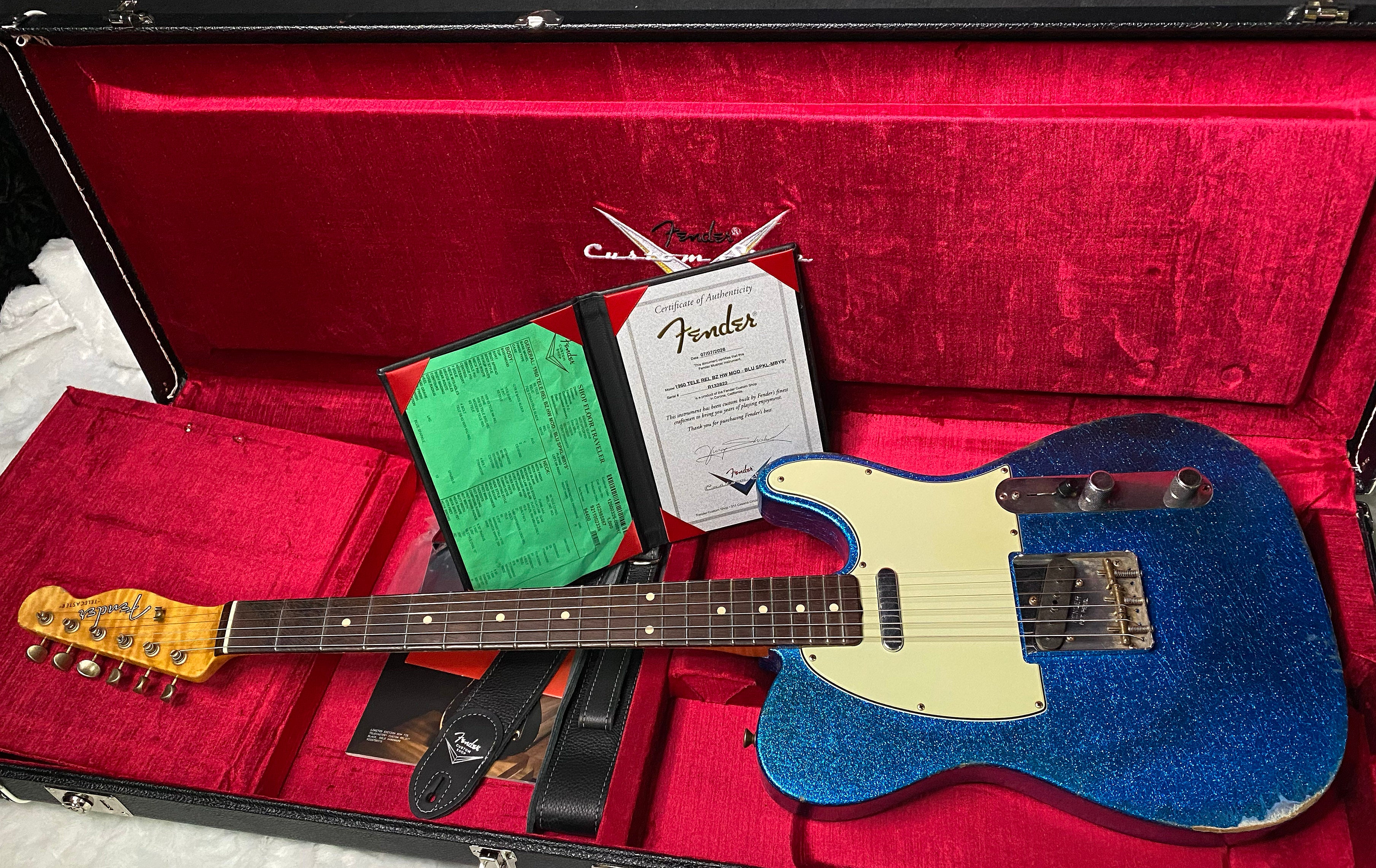 NEW ! Fender '60 Telecaster - Masterbuilt Yuri Shiskov - Brazilian Fretboard - Blue Sparkle - 7.5lbs - Authorized Dealer - G07470