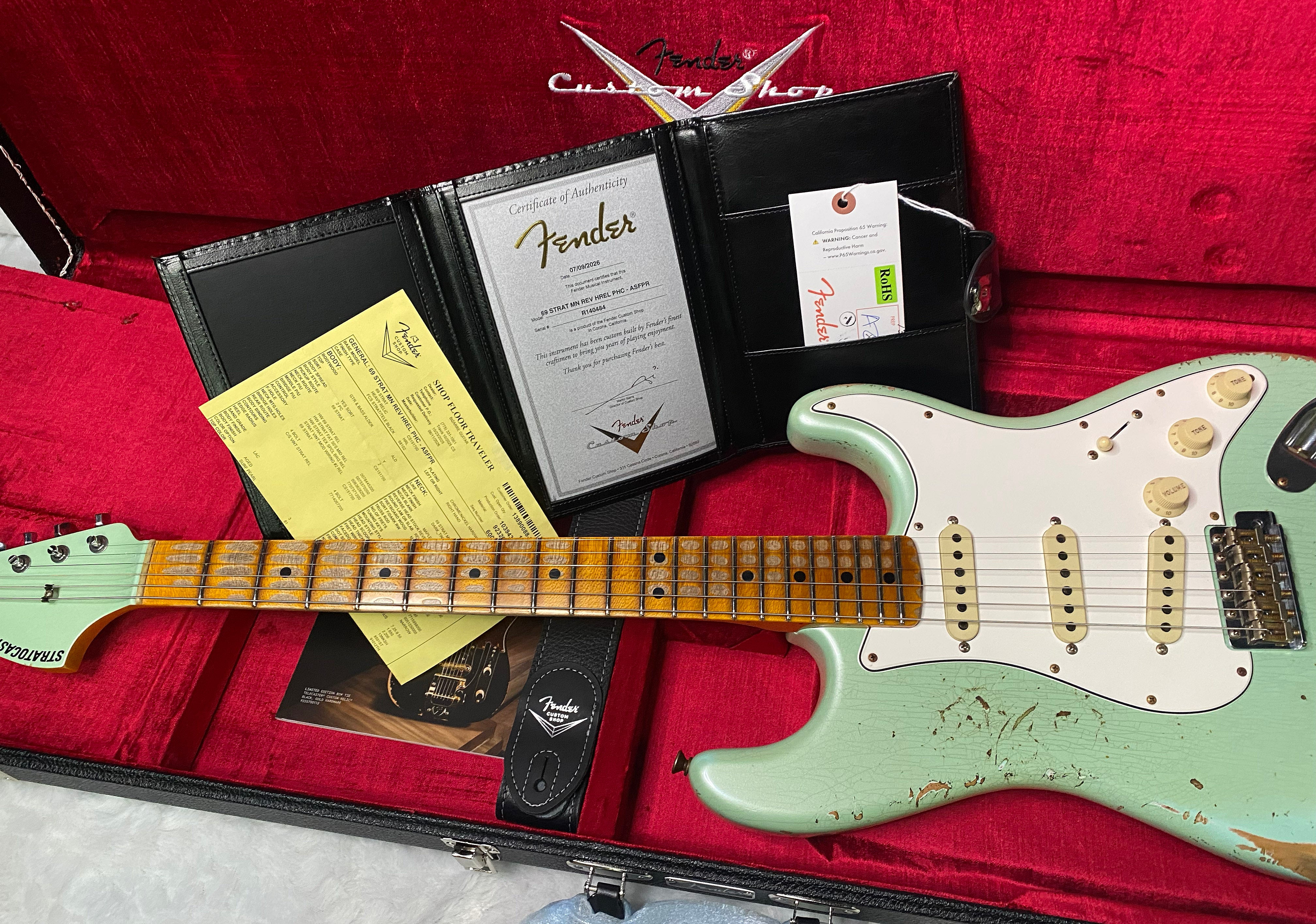 NEW! Fender Custom Shop Special Run '69 Stratocaster Heavy Relic - Handwound P/U's - Aged Surf Green Pearl - Reverse Headstock - 7.65lbs - Authorized Dealer - SUPER RARE! G07476
