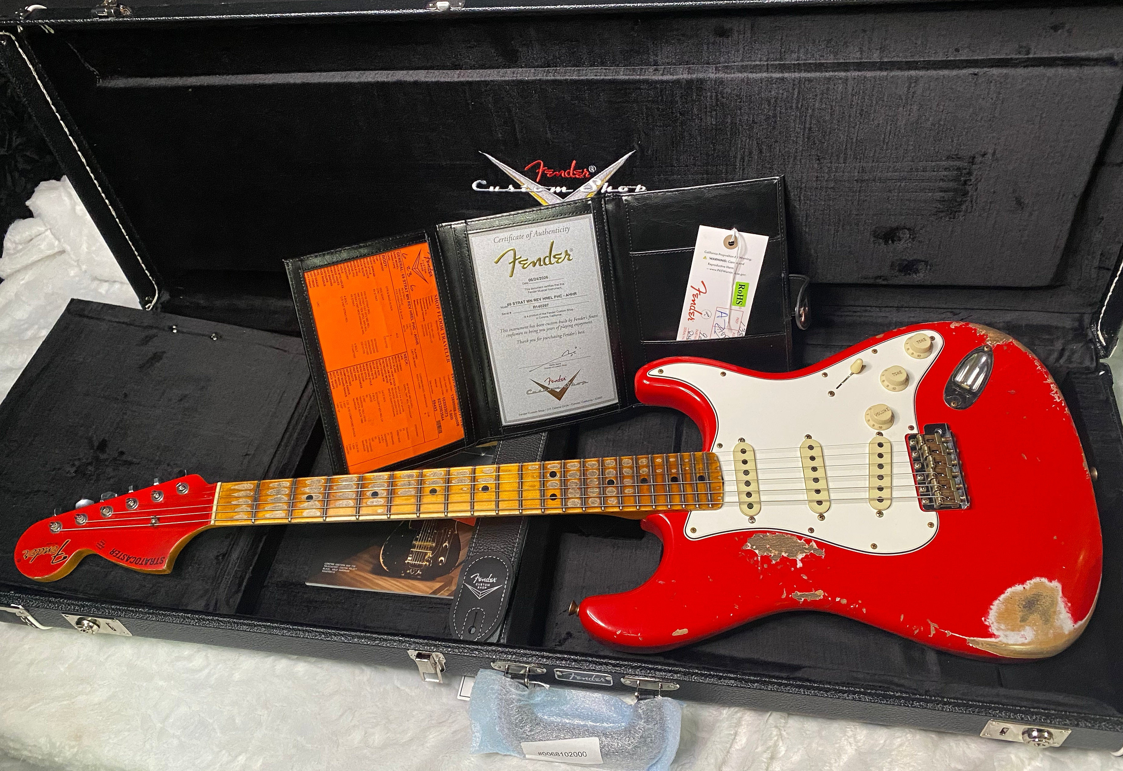 NEW! Fender Custom Shop Special Run '69 Stratocaster Heavy Relic - Handwound P/U's - Aged Hot Rod Red - Reverse Headstock - 8lbs - Authorized Dealer - SUPER RARE! G07477