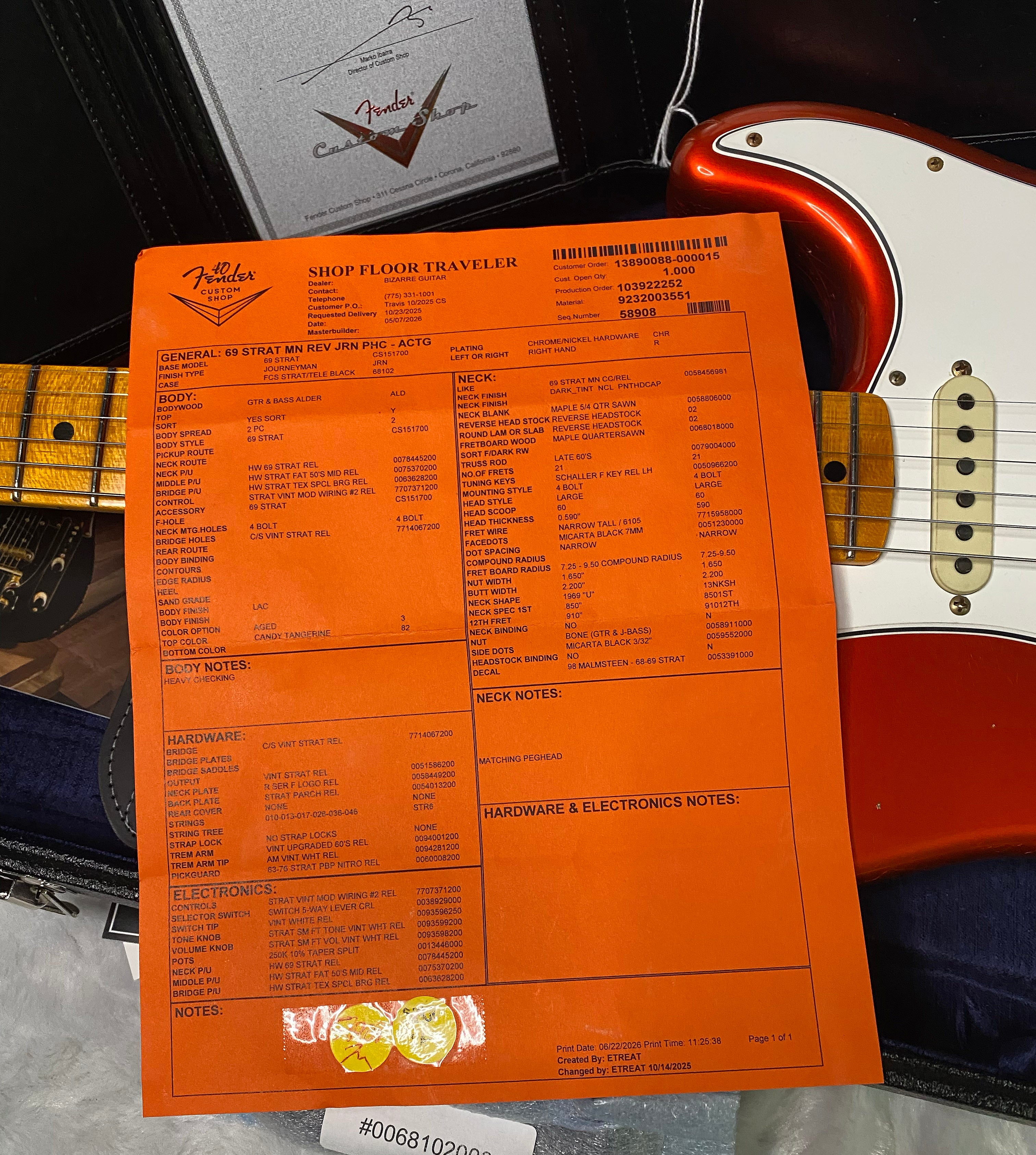 NEW! Fender Custom Shop Special Run '69 Stratocaster Journeyman Relic - Handwound P/U's - Aged Candy Tangerine - Reverse Headstock - 8lbs - Authorized Dealer - SUPER RARE! G07475