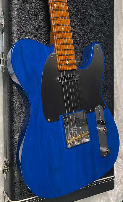 NEW ! Fender American Custom Telecaster NOS - 1-Piece Roasted AAA Flame Maple Neck Fingerboard - Sapphire Blue Transparent - Authorized Dealer - 7.4 lbs - G07467