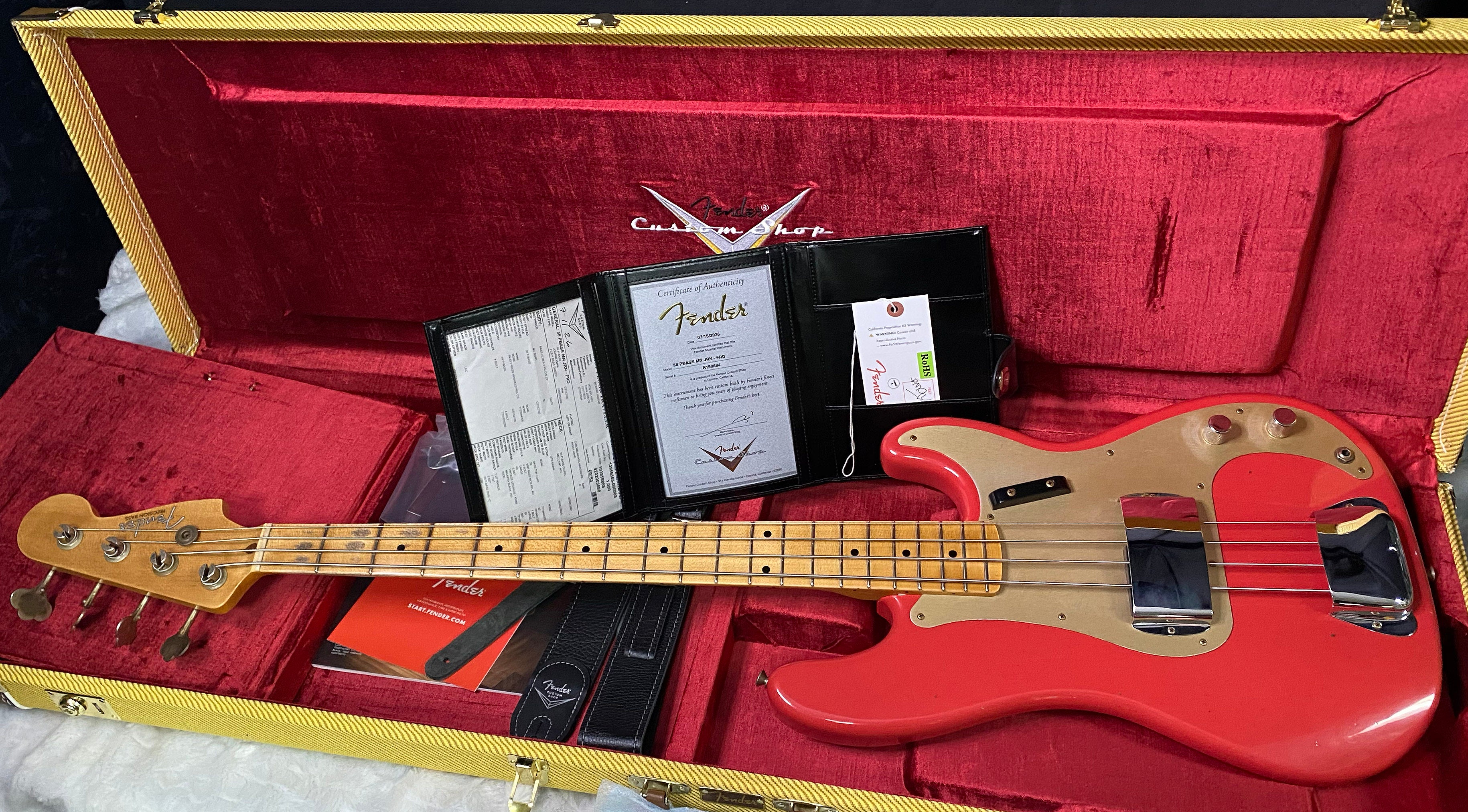 NEW! Fender Custom Shop 1958 Precision Bass Journeyman Relic - Fiesta Red - Authorized Dealer - 8.85lbs - G07481