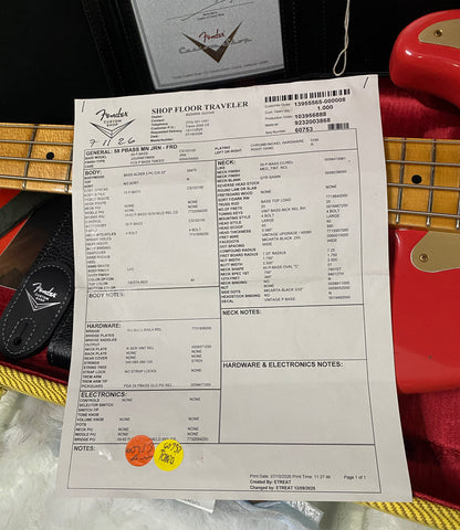 NEW! Fender Custom Shop 1958 Precision Bass Journeyman Relic - Fiesta Red - Authorized Dealer - 8.85lbs - G07481