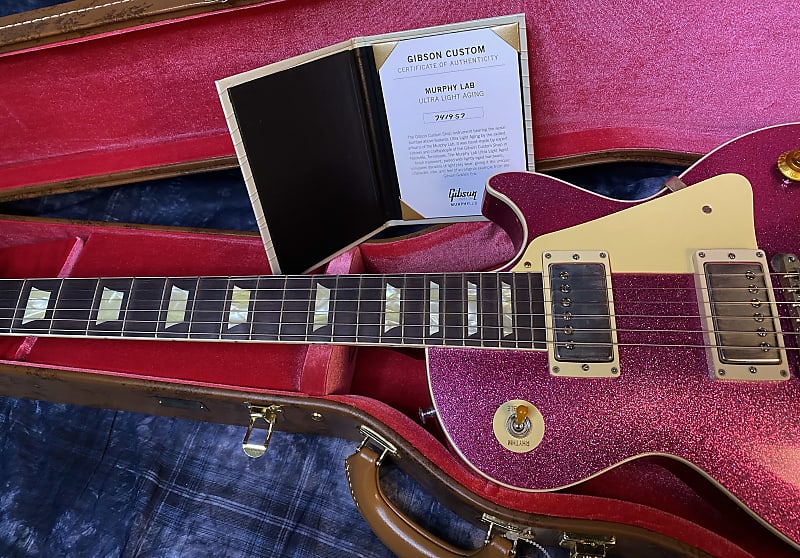 NEW! 2024 Gibson Custom Shop Dealer Select Murphy Lab '57 Les Paul Pink Sparkle Ultra Light Aged - Authorized Dealer - 8.5 lbs - G03941