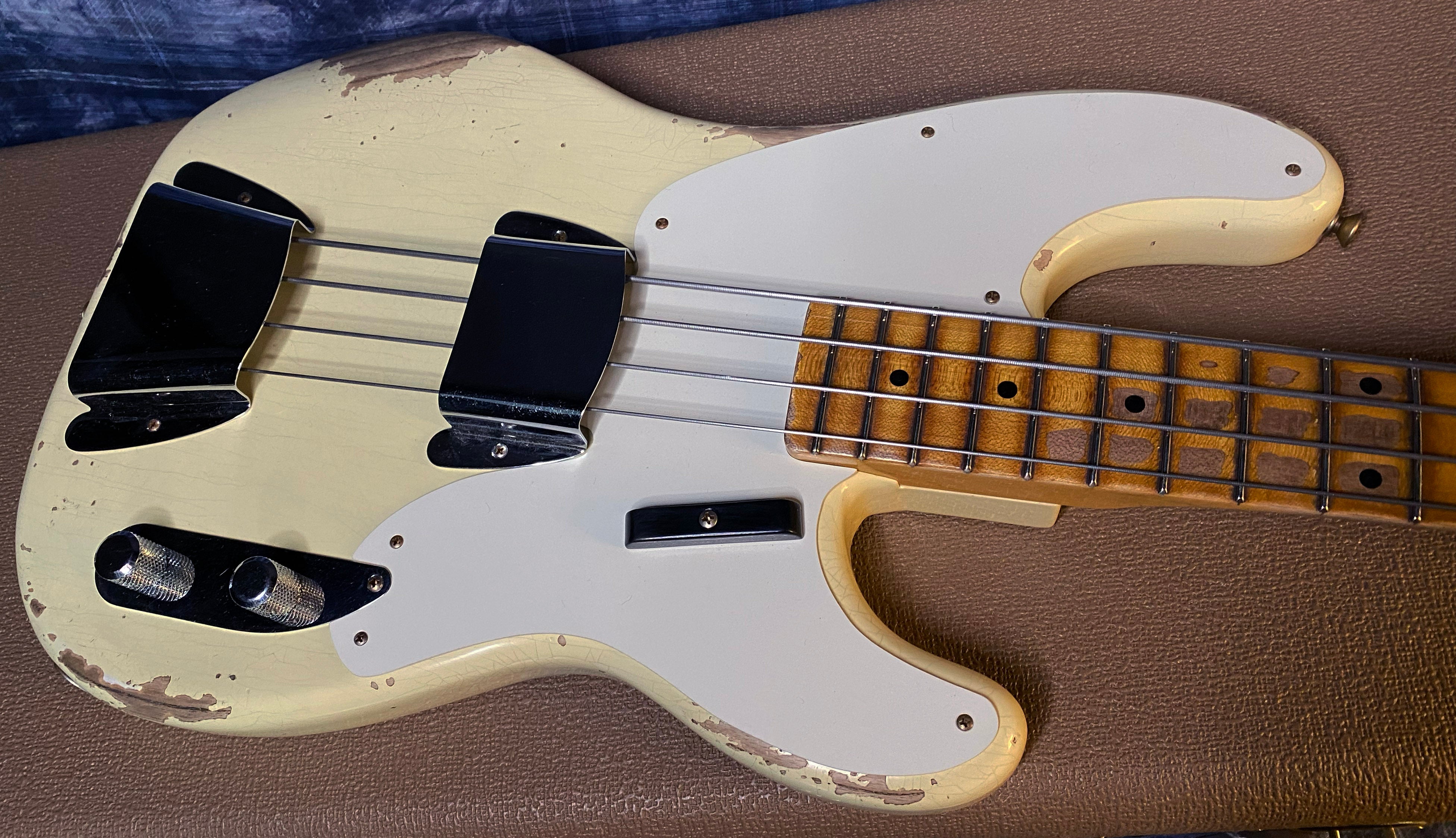 NEW!! 2024 Fender Custom Shop '55 Precision Bass Relic - Vintage White - 8.8 lbs Authorized Dealer! G03416