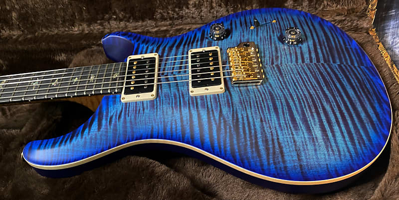 BRAND NEW ! 2024 Paul Reed Smith Custom 24 CU24 - Wood Library - Torrefied Flamed to Death Maple Neck - Ebony Fretboard - Violet Blue - Authorized Dealer - 7.3 lbs - G03591