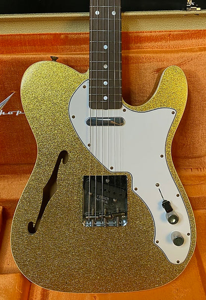 NEW ! 2024 Fender Custom Shop Limited Edition '60s Custom Telecaster Thinline Relic - Gold Sparkle - Authorized Dealer - Handwound Pick-Ups - Matching Peg Head - Only 6.25 lbs! RARE! G03919