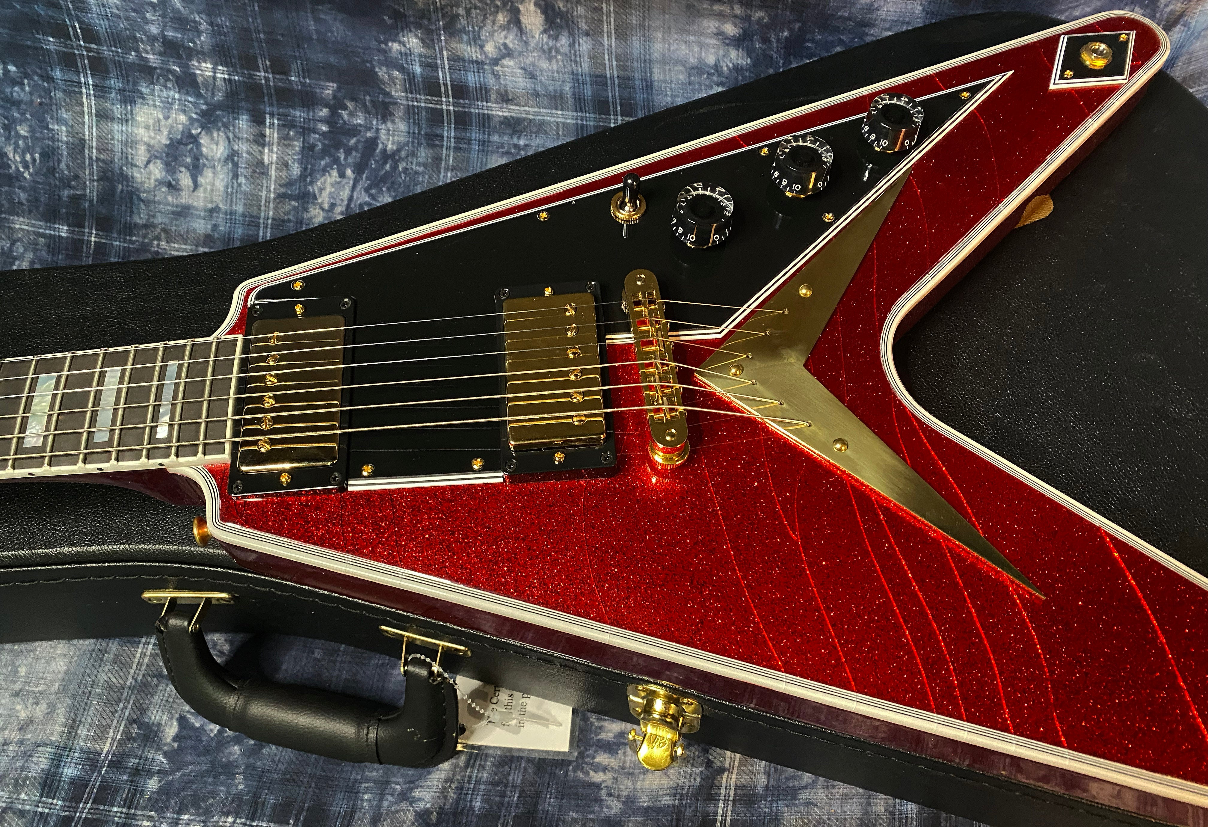 NEW! 2024 Gibson Custom Shop Flying V Custom - Red Sparkle - Ebony Board - Authorized Dealer - Ultra RARE! Dealer Select - 7.8 lbs - G04211 - BLEM SAVE!