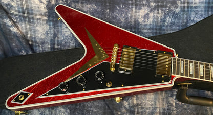 NEW! 2024 Gibson Custom Shop Flying V Custom - Red Sparkle - Ebony Board - Authorized Dealer - Ultra RARE! Dealer Select - 7.8 lbs - G04211 - BLEM SAVE!