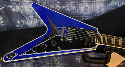 NEW! 2024 Gibson Custom Shop Flying V Custom Ebony Board - Dealer Select - Blue Sparkle - Only 7 lbs - Chrome Hardware - Authorized Dealer - Limited Edition! G04213 - Blem - SAVE BIG