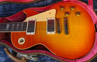 NEW ! 2024 Gibson Custom 1960 Les Paul Standard Reissue VOS - Tangerine Burst - Killer 3D Flame Top - Major Depth and Movement - Authorized Dealer - ONLY 8.2 lbs !!! - G03728