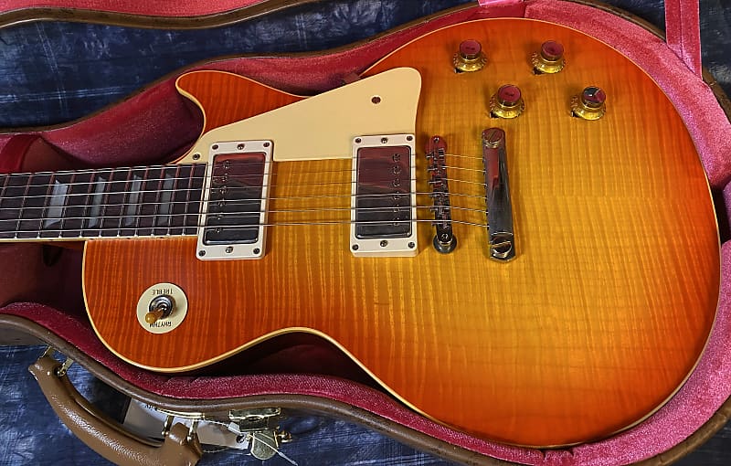 NEW ! 2024 Gibson Custom 1960 Les Paul Standard Reissue VOS - Tangerine Burst - Killer 3D Flame Top - Major Depth and Movement - Authorized Dealer - ONLY 8.2 lbs !!! - G03728