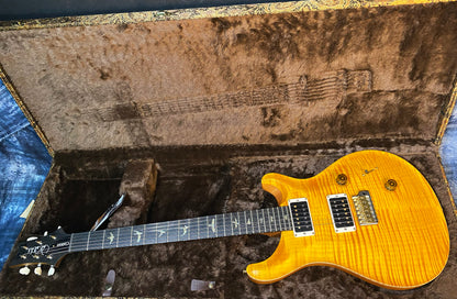 BRAND NEW ! 2024 Paul Reed Smith Custom 24 CU24 - Wood Library - Torrefied Flamed Maple Neck Ebony Fretboard - Satin Santana Yellow - Authorized Dealer - 7.25 lbs - G03557