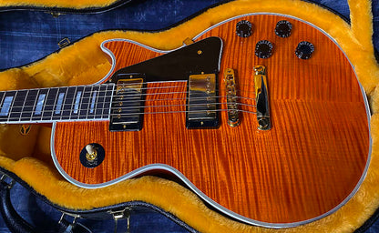 NEW! Gibson Custom Shop Les Paul Custom - Dealer Select - Authorized Dealer - Translucent Orange MONSTER Flame Top! WOW - Super RARE! 10 lbs - G03871