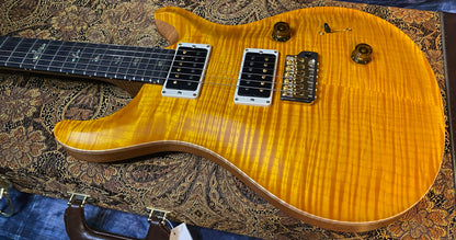 BRAND NEW ! 2024 Paul Reed Smith Custom 24 CU24 - Wood Library - Torrefied Flamed Maple Neck Ebony Fretboard - Satin Santana Yellow - Authorized Dealer - 7.25 lbs - G03557