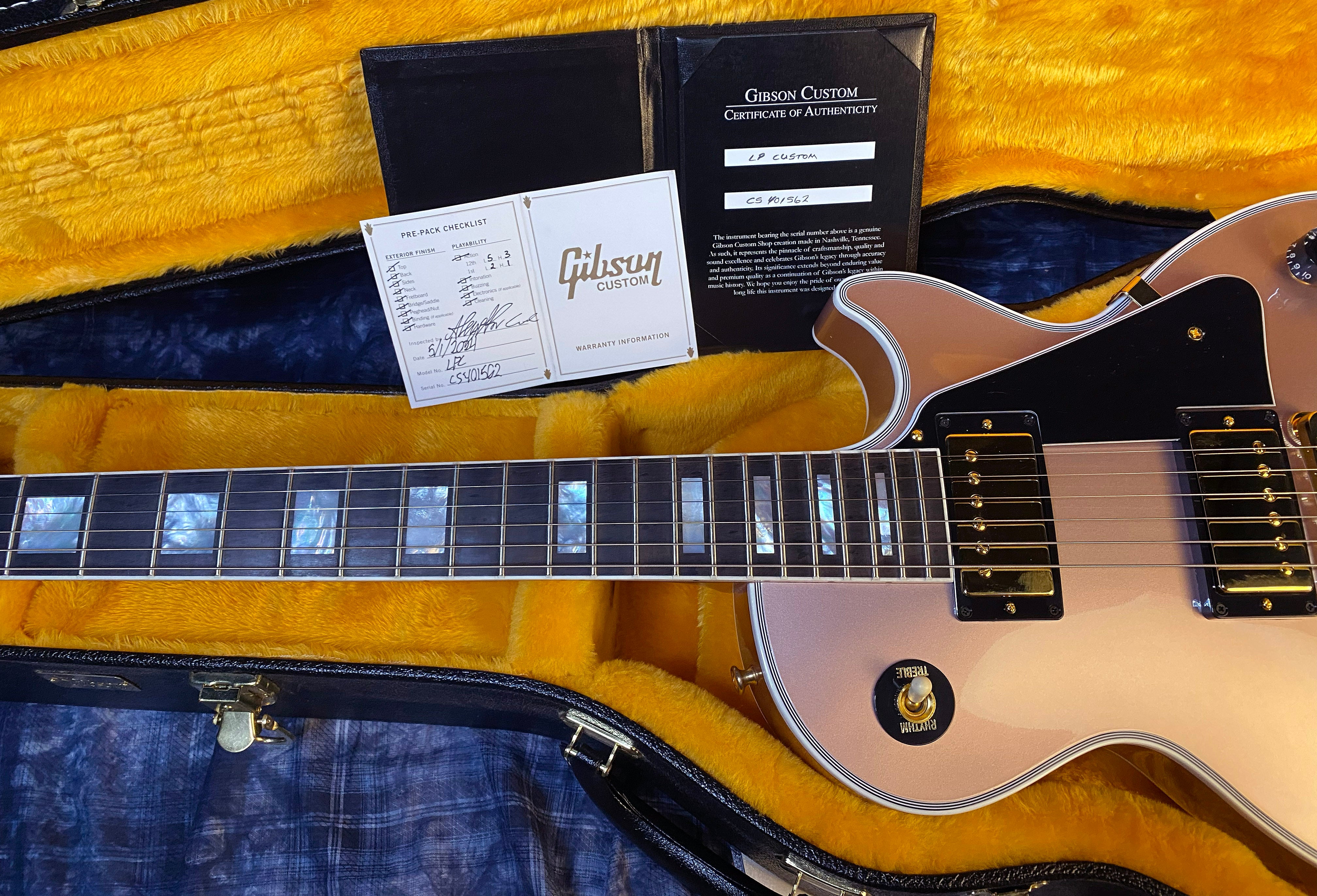 BRAND NEW! 2024 Gibson Dealer Select Custom Shop Les Paul Custom - Rose Gold Authorized Dealer - 10.1 lbs - G03324