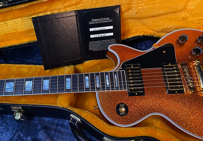 NEW ! 2024 Gibson Made 2 Measure Custom Shop Les Paul Custom Dealer Select Orange Sparkle - Authorized Dealer 10.1 lb - G03949