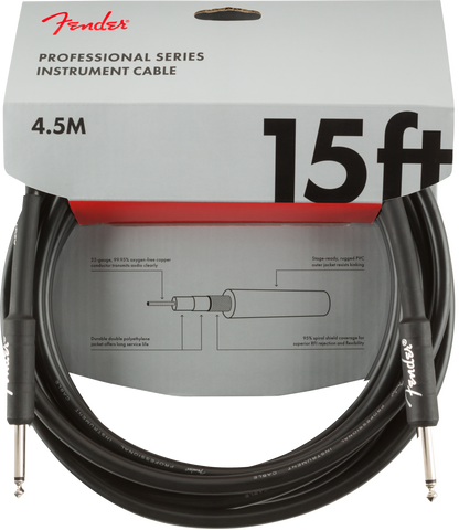 Fender Professional Series Inst Cable 15Ft Black Straight- Authorized Dealer