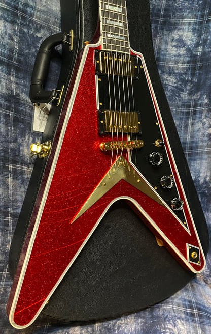 NEW! 2024 Gibson Custom Shop Flying V Custom - Red Sparkle - Ebony Board - Authorized Dealer - Ultra RARE! Dealer Select - 7.8 lbs - G04211 - BLEM SAVE!