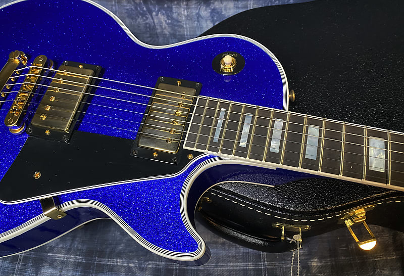 NEW ! 2024 Gibson Special Order Custom Shop Les Paul Custom Dealer Select - Dark Blue Sparkle - Authorized Dealer - 10.2 lbs - G03864