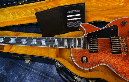 NEW ! 2024 Gibson Made 2 Measure Custom Shop Les Paul Custom Dealer Select Orange Sparkle - Authorized Dealer 10.1 lb - G03943