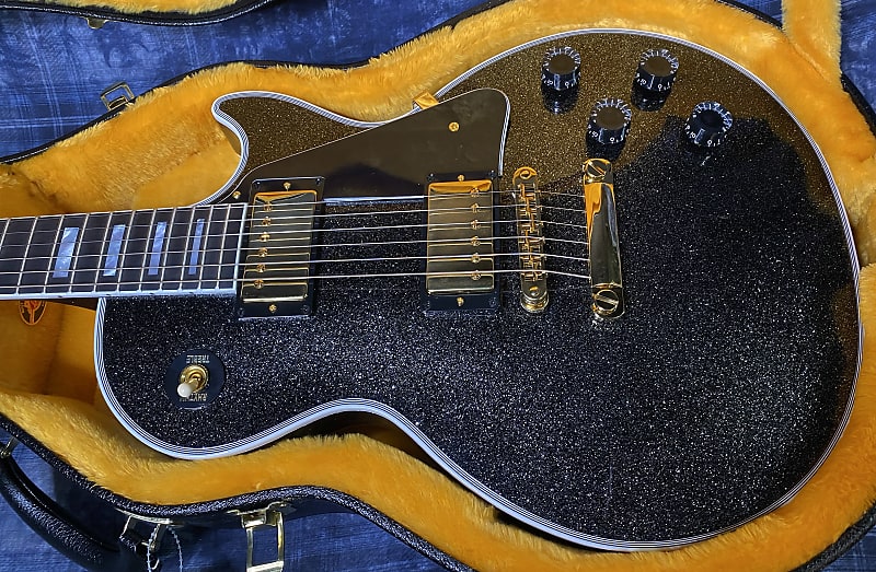 NEW ! 2024 Gibson Dealer Select Custom Shop Les Paul Custom - Large Flake Black Sparkle - Authorized Dealer - 10.6 lbs - G03860