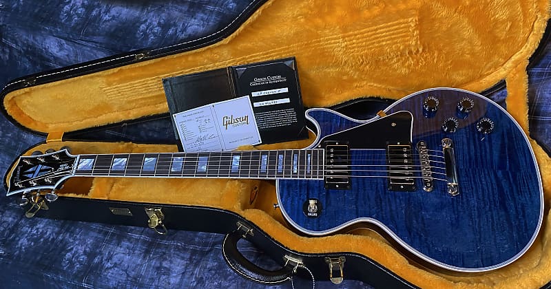 NEW! 2024 Gibson Custom Shop Les Paul Custom - Dealer Select - Authorized Dealer - Translucent Blue Monster Flame Top - Super RARE! 9.5 lbs - G03841