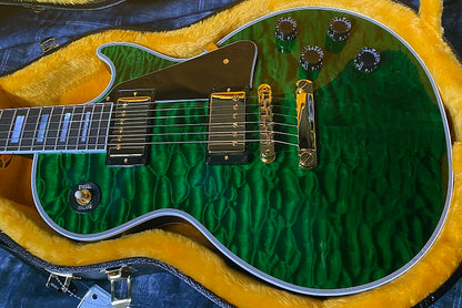 NEW! 2024 Gibson Dealer Select Custom Shop Les Paul Custom AAAAA Quilt - Transparent Green - Authorized Dealer - WOW! 9.9 lbs - G04111