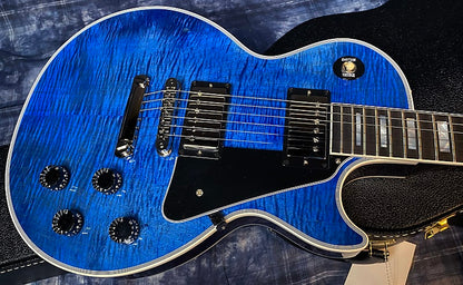 NEW! 2024 Gibson Custom Shop Les Paul Custom - Dealer Select - Authorized Dealer - Translucent Blue Monster Flame Top - Super RARE! Only 9.5 lbs - G03956