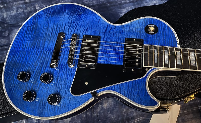 NEW! 2024 Gibson Custom Shop Les Paul Custom - Dealer Select - Authorized Dealer - Translucent Blue Monster Flame Top - Super RARE! Only 9.5 lbs - G03956