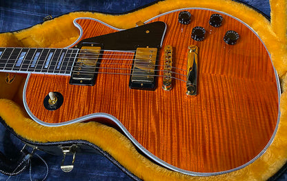 NEW! Gibson Custom Shop Les Paul Custom - Dealer Select - Authorized Dealer - Translucent Orange MONSTER Flame Top! WOW - Super RARE! 10 lbs - G03871