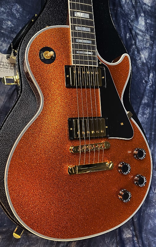 NEW ! 2024 Gibson Made 2 Measure Custom Shop Les Paul Custom Dealer Select Orange Sparkle - Authorized Dealer 10.1 lb - G03943