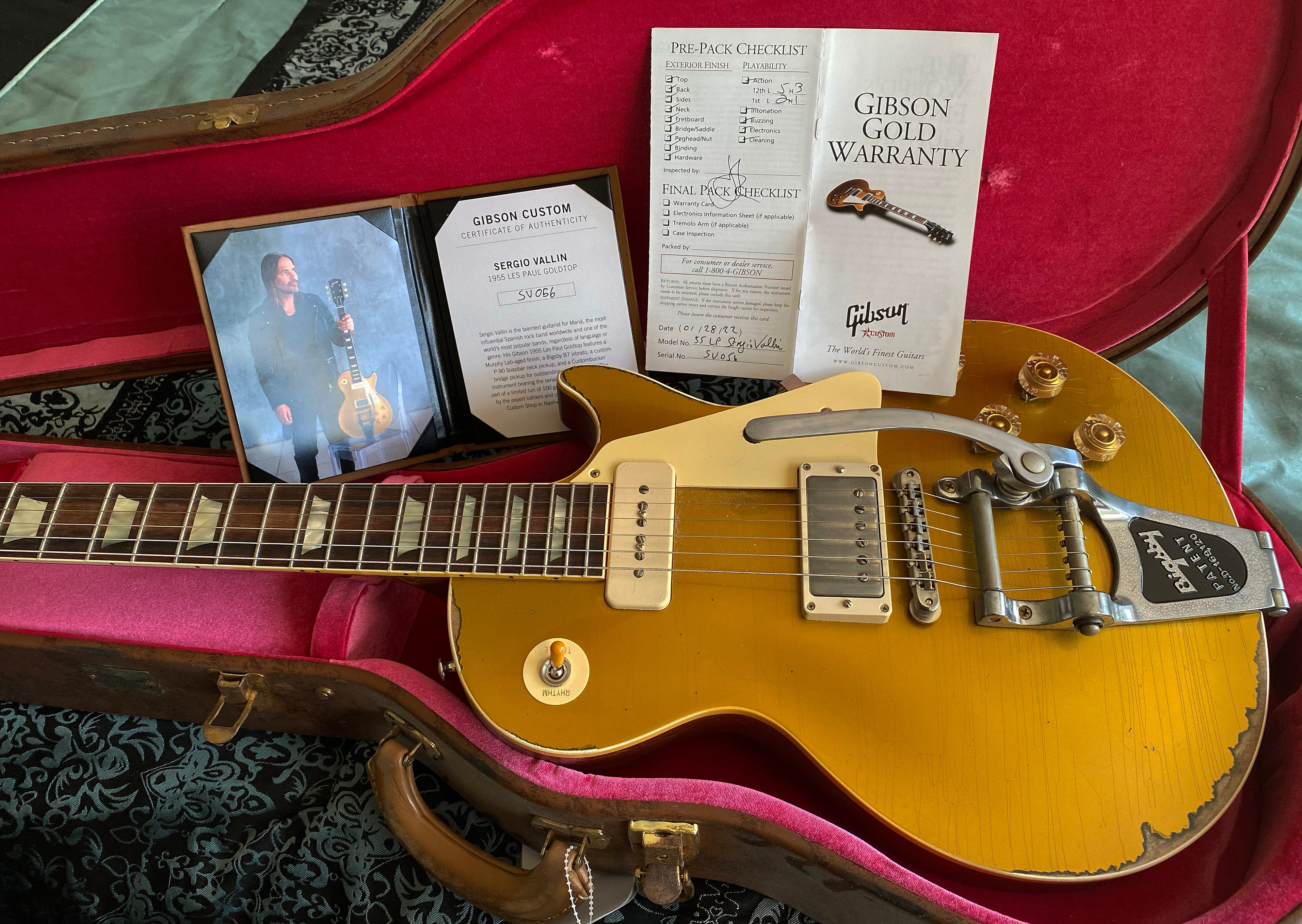 NEW OLD STOCK 2022 Gibson Custom Shop Sergio Vallín 1955 Les Paul MANA Goldtop - Ultra Rare! 9.2lbs - Authorized Dealer