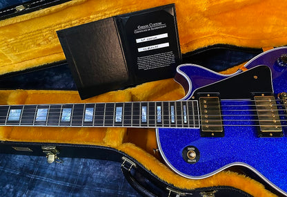 NEW ! 2024 Gibson Special Order Custom Shop Les Paul Custom Dealer Select - Dark Blue Sparkle - Authorized Dealer - 10.1 lbs - G03850