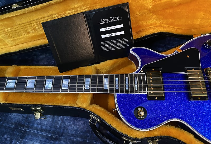 NEW ! 2024 Gibson Special Order Custom Shop Les Paul Custom Dealer Select - Dark Blue Sparkle - Authorized Dealer - 10.1 lbs - G03850