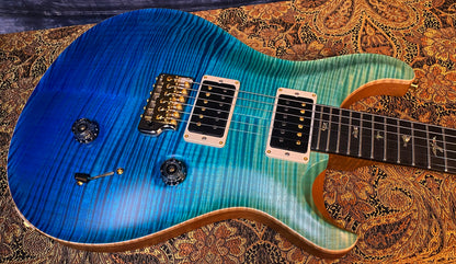 BRAND NEW ! 2024 Paul Reed Smith Custom 24 CU24 - Wood Library - Torrefied Flamed Maple Neck Ebony Fretboard - Satin Blue Fade - Authorized Dealer - 7.2 lbs - G03558