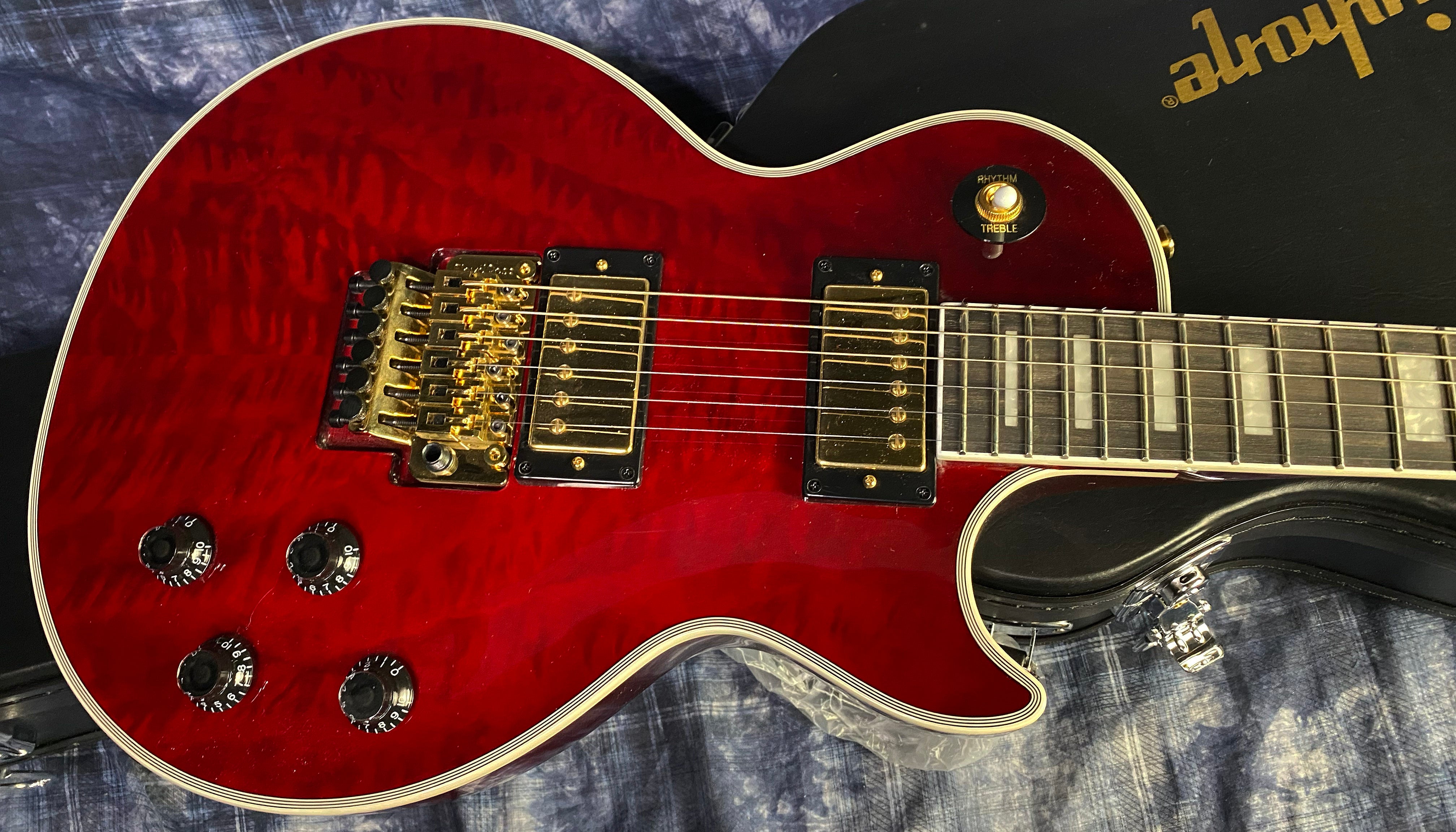 NEW ! 2024 Epiphone Alex Lifeson Les Paul Custom Axcess Electric Guitar - Ruby - Authorized Dealer - G02998