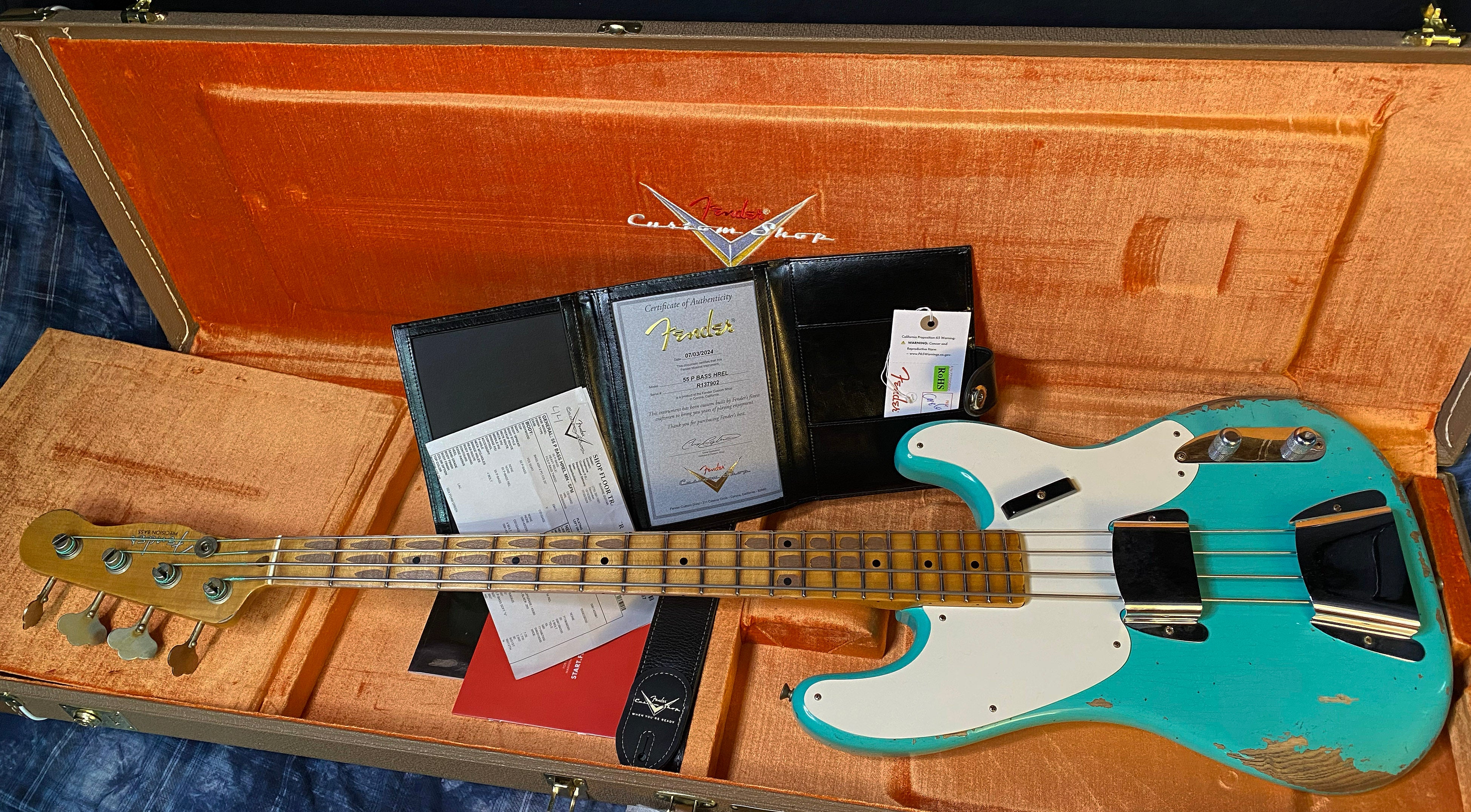 NEW!! 2024 Fender Custom Shop '55 Precision Bass Relic - Seafoam Green - 8.5 lbs Authorized Dealer! G03255