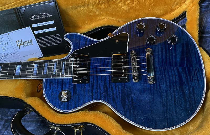 NEW! 2024 Gibson Custom Shop Les Paul Custom - Dealer Select - Authorized Dealer - Translucent Blue Monster Flame Top - Super RARE! 9.5 lbs - G03841