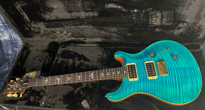 NEW! 2024 PRS Custom 24 - Paul Reed Smith - 10-Top ! Incredible Flame Top - WOW - Carroll Blue Finish - Authorized Dealer - 7.55 lbs - G03076