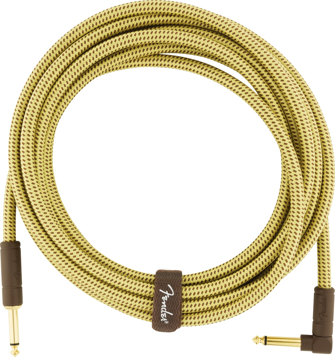 NEW ! Fender Deluxe Series Instrument Cable, Straight/Angle, 15', Tweed - Authorized Dealer - Lifetime Warranty