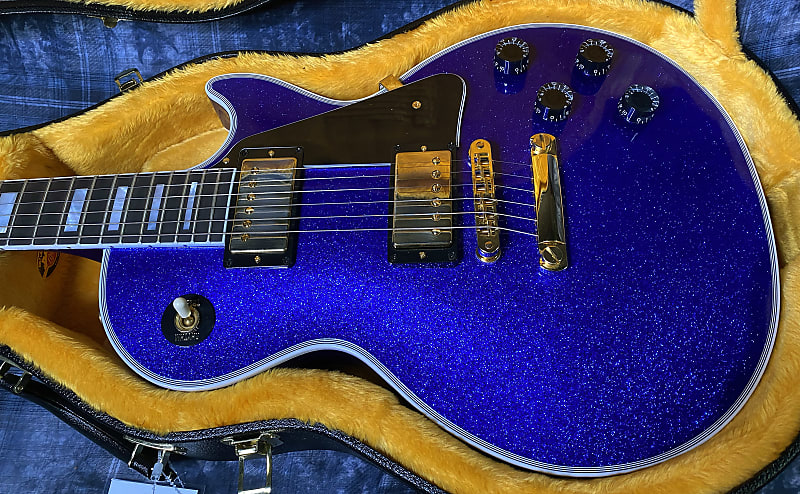 NEW ! 2024 Gibson Special Order Custom Shop Les Paul Custom Dealer Select - Dark Blue Sparkle - Authorized Dealer - 10.2 lbs - G03864