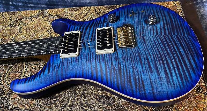 BRAND NEW ! 2024 Paul Reed Smith Custom 24 CU24 - Wood Library - Torrefied Flamed to Death Maple Neck - Ebony Fretboard - Violet Blue - Authorized Dealer - 7.3 lbs - G03591