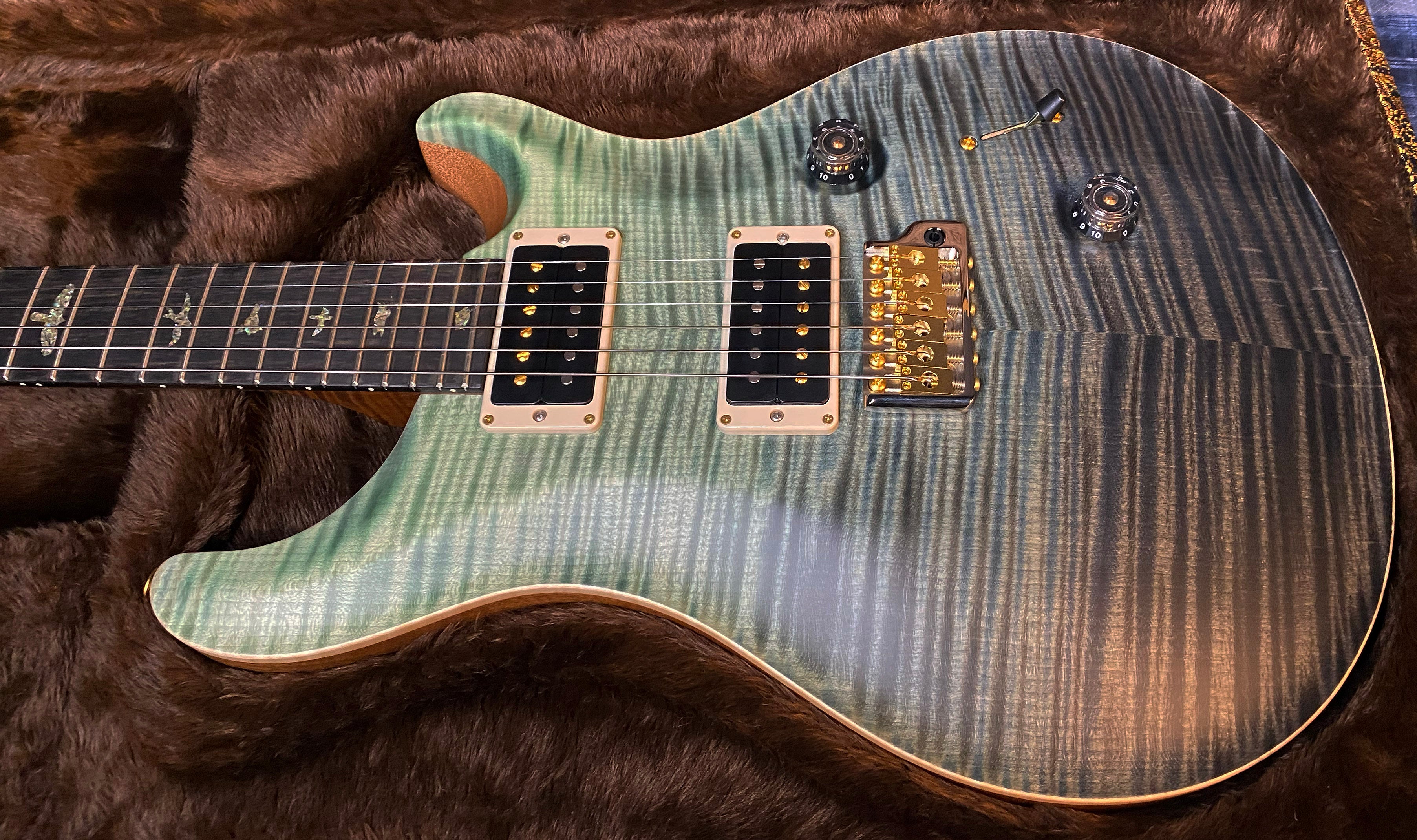 BRAND NEW ! 2024 Paul Reed Smith Custom 24 CU24 - Wood Library - Torrefied Flamed Maple Neck Ebony Fretboard - Trampas Green Fade - Authorized Dealer - 7.8 lbs - G03553