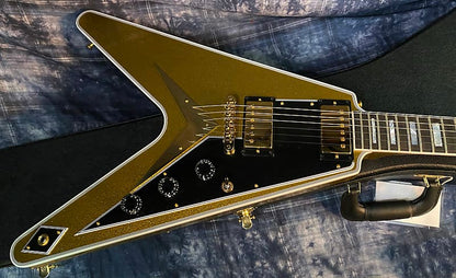 NEW! 2024 Gibson Custom Shop Flying V Custom - Gold Sparkle - Ebony Board - Authorized Dealer - Ultra RARE! Dealer Select - Only 7.1 lbs - G03875