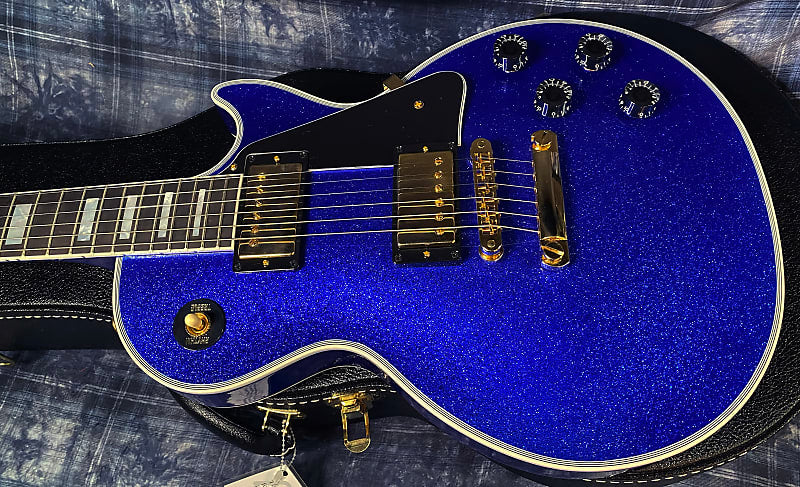 NEW ! 2024 Gibson Special Order Custom Shop Les Paul Custom Dealer Select - Dark Blue Sparkle - Authorized Dealer - 10 lbs - G03858