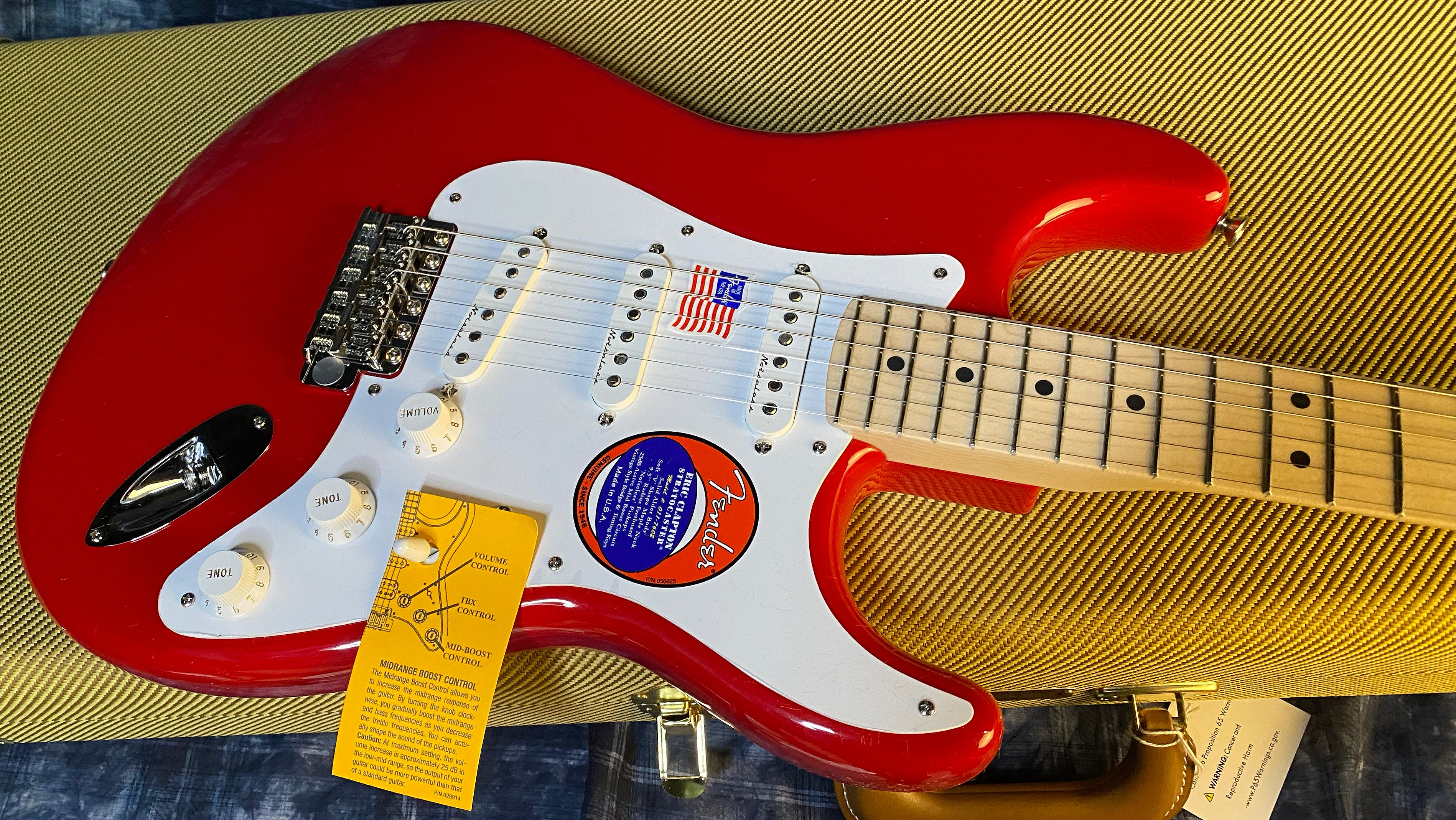 NEW ! 2024 Fender Eric Clapton Artist Series Stratocaster - Vintage Noiseless Pickups - Torino Red - Authorized Dealer - 8.2lbs - G02476